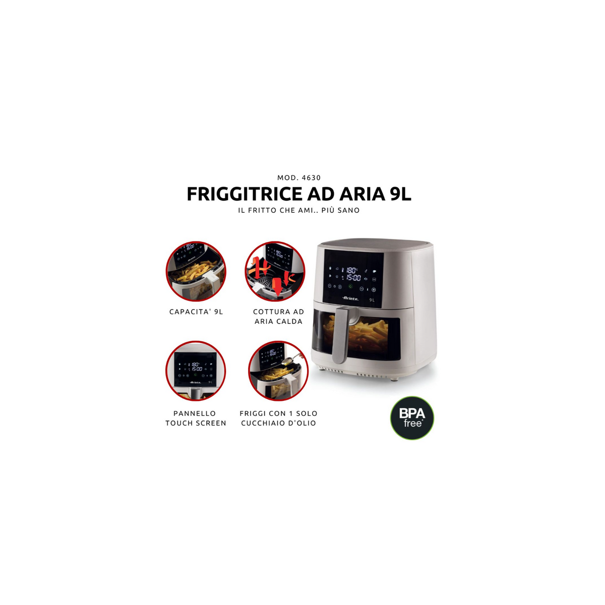 ARIETE 4630/03 FRIGGITRICE AD ARIA 9LT COLORE BIANCA