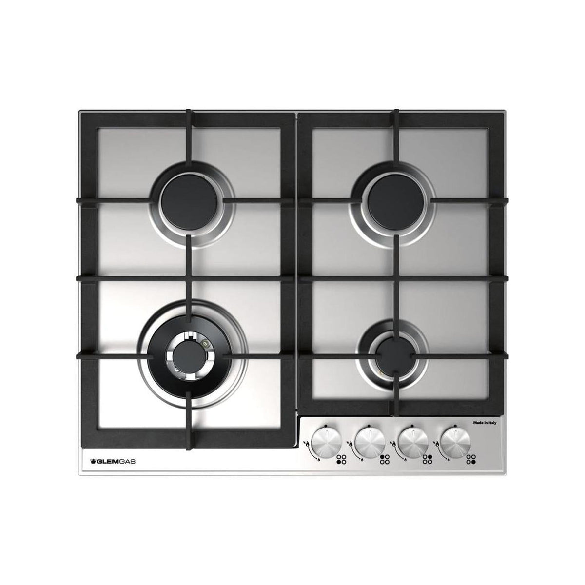 GLEM GAS GTD64THIXN PIANO COTTURA 60CM 4 FUOCHI A GAS GRIGLIE IN GHISA - INOX