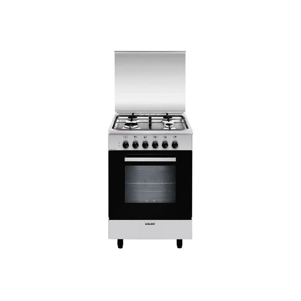 GLEM GAS A554MI6 CUCINA 53X50 4 FUOCHI A GAS FORNO ELETTRICO MULTIFUNZIONE CON 6 FUNZIONI COLORE INOX CLASSE A