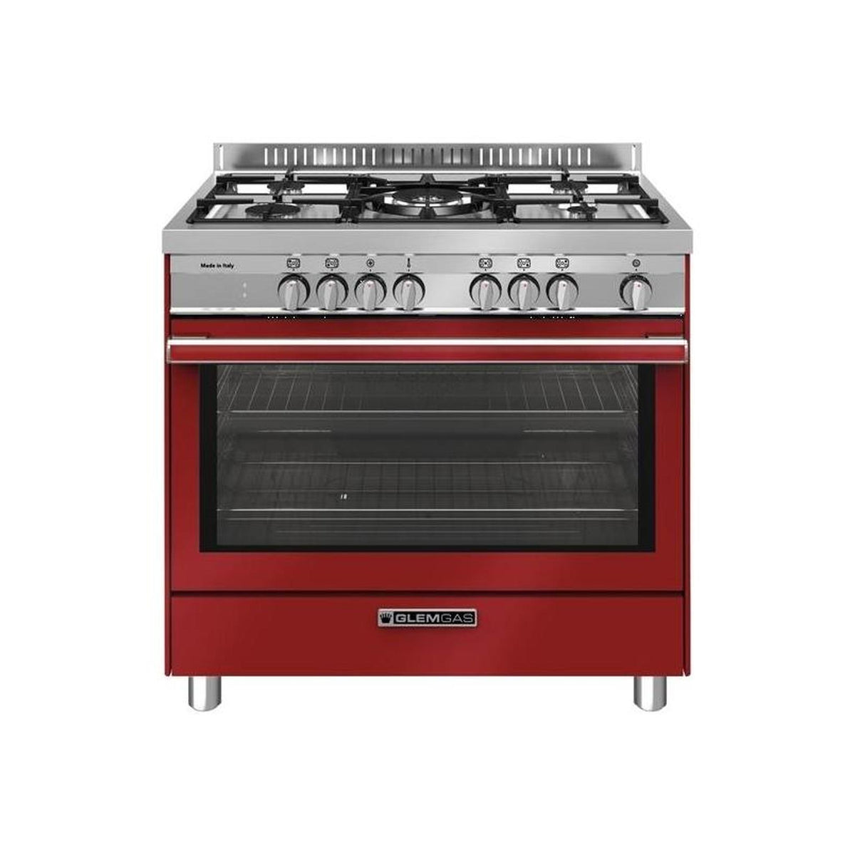 GLEM GAS ST965MRS CUCINA 90X60CM 5 BRUCIATORI A GAS FORNO ELETTRICO 104LT COLORE ROSSO - PROMO