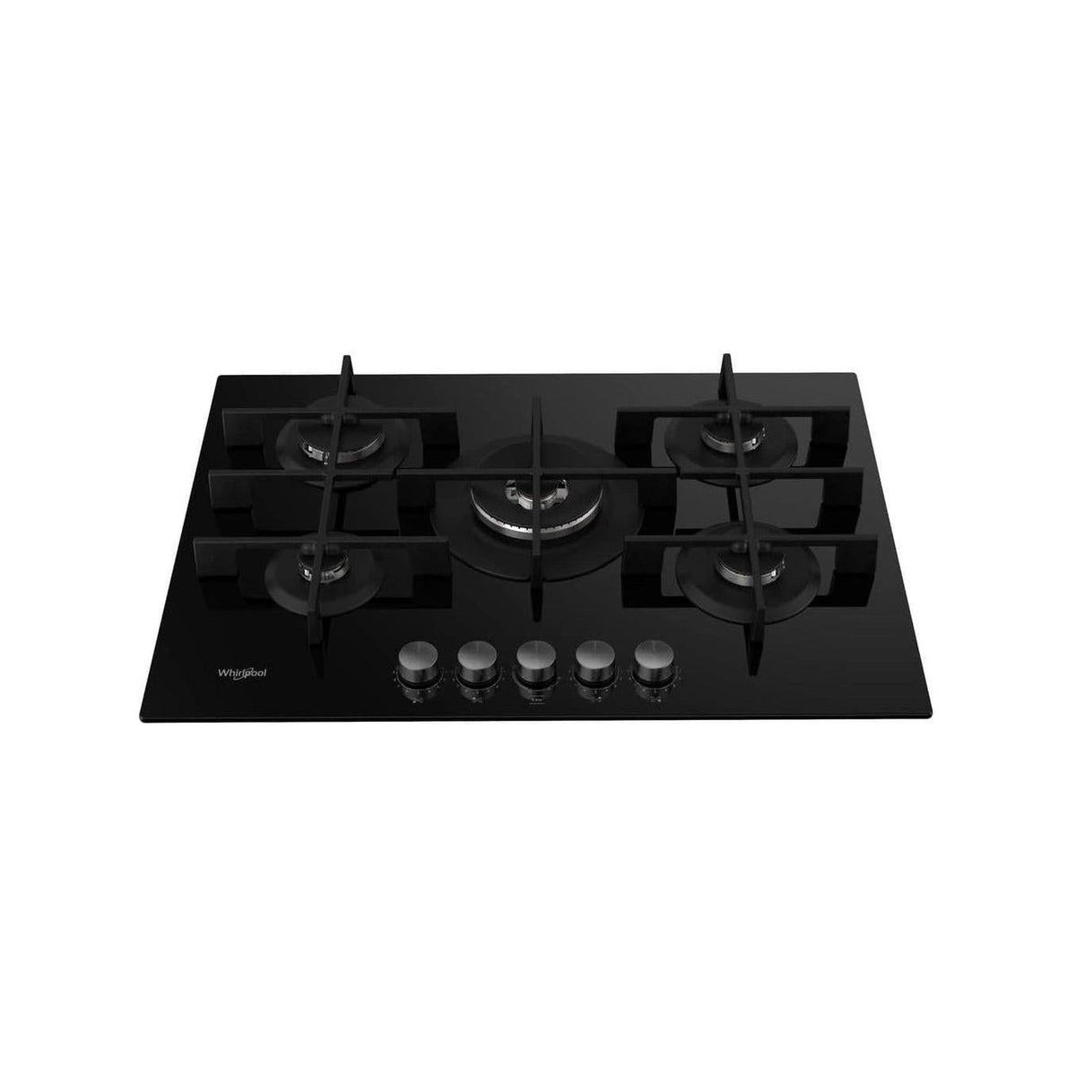 WHIRLPOOL GOWL 758/NB PIANO COTTURA 75CM 5 FUOCHI A GAS GRIGLIE IN GHISA IN VETRO NERO - GOWL758NB