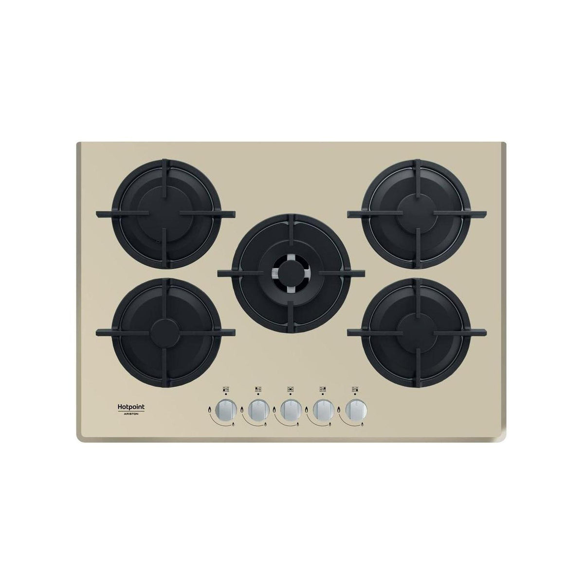 HOTPOINT HAGD 72S/CH PIANO COTTURA 73CM 5 FUOCHI A GAS GRIGLIE IN GHISA - CHAMPAGNE