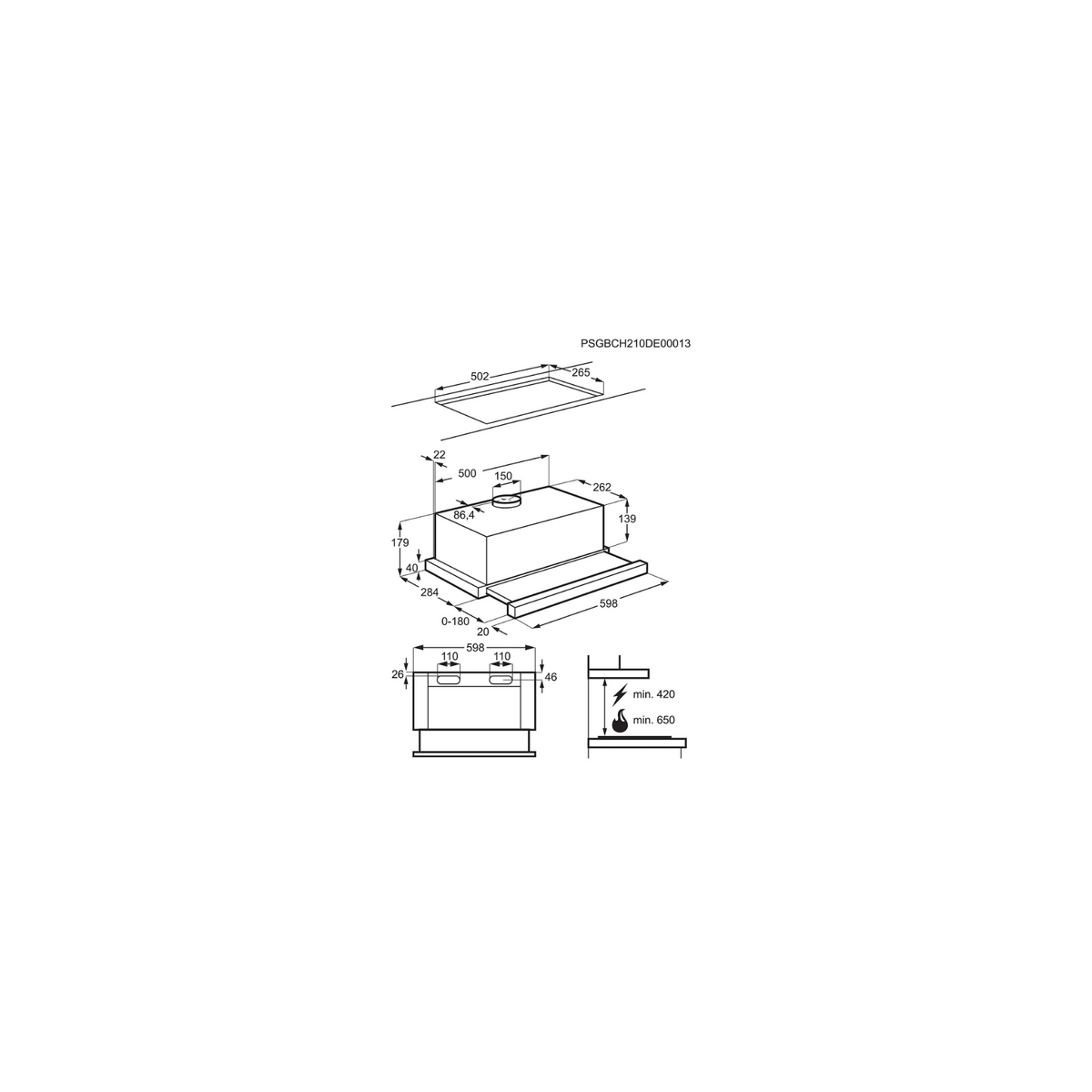 ELECTROLUX LFP226S CAPPA DA INCASSO ESTRAIBILE 60CM INOX CLASSE C