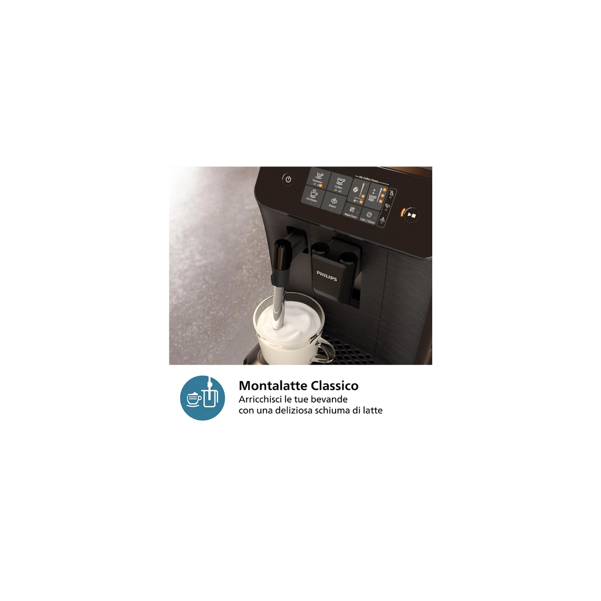 PHILIPS EP0820/00 SERIES 800 MACCHINA DA CAFFÈ AUTOMATICA A CHICCHI O IN POLVERE 2 TAZZE CON CAPPUCCINATORE
