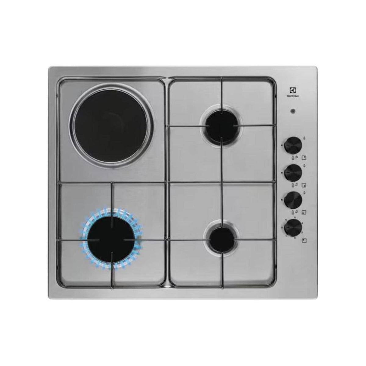 ELECTROLUX EGL62821OX PIANO COTTURA MISTO 60CM 3 FUOCHI A GAS + 1 PIASTRA ELETTRICA COLORE INOX