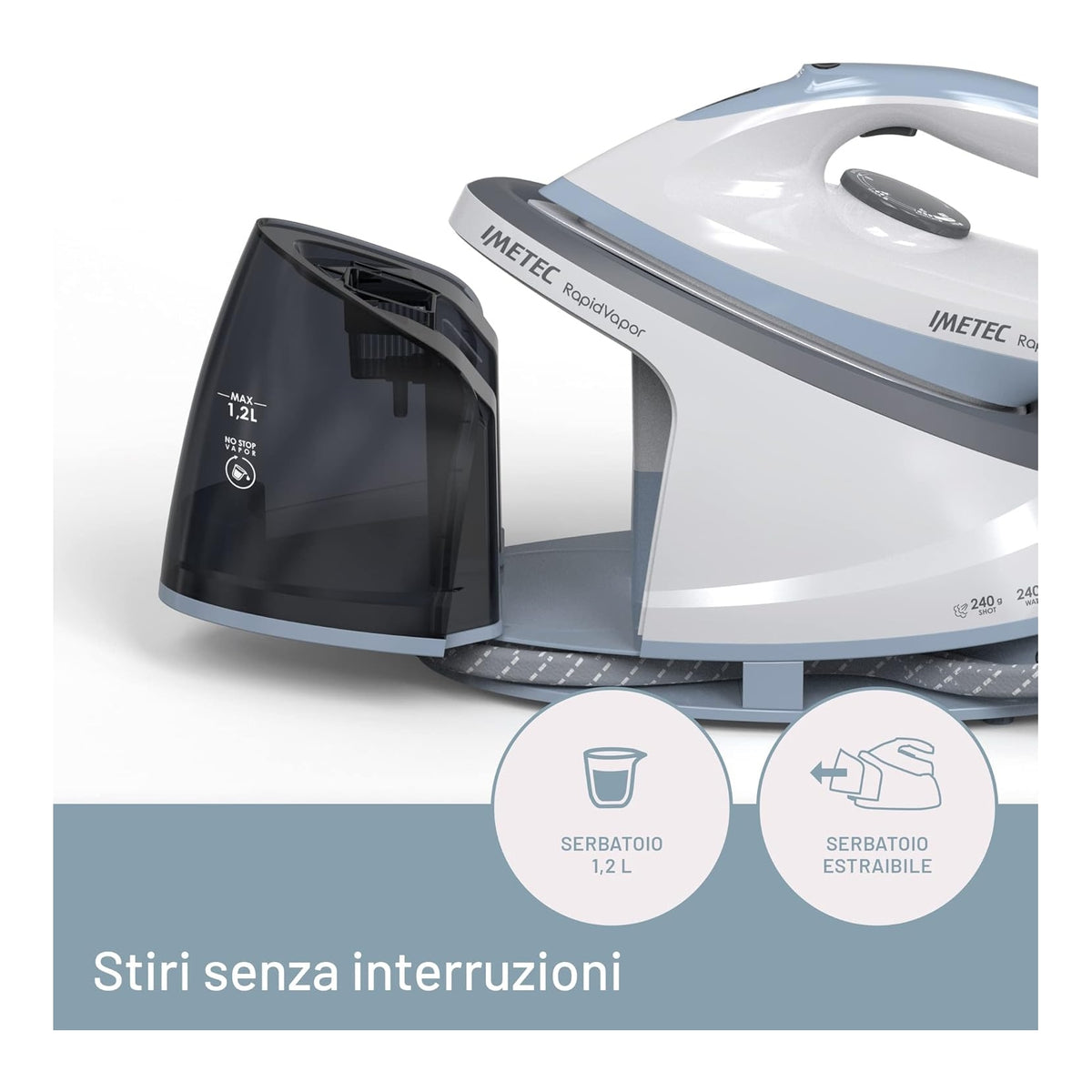 IMETEC 9033 RAPIDVAPOR FERRO DA STIRO CON CALDAIA 2400W 5BAR SERBATOIO 1.2LT