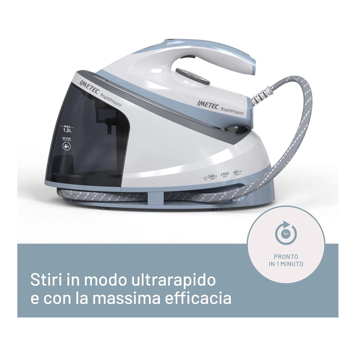 IMETEC 9033 RAPIDVAPOR FERRO DA STIRO CON CALDAIA 2400W 5BAR SERBATOIO 1.2LT