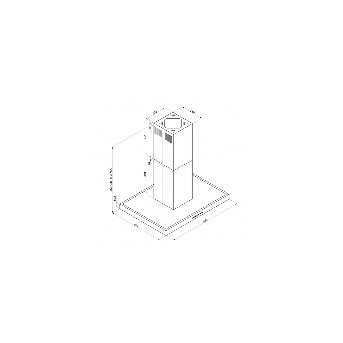 SILVERLINE 4110.9.733.04 CAPPA A ISOLA 90CM COLORE NERO