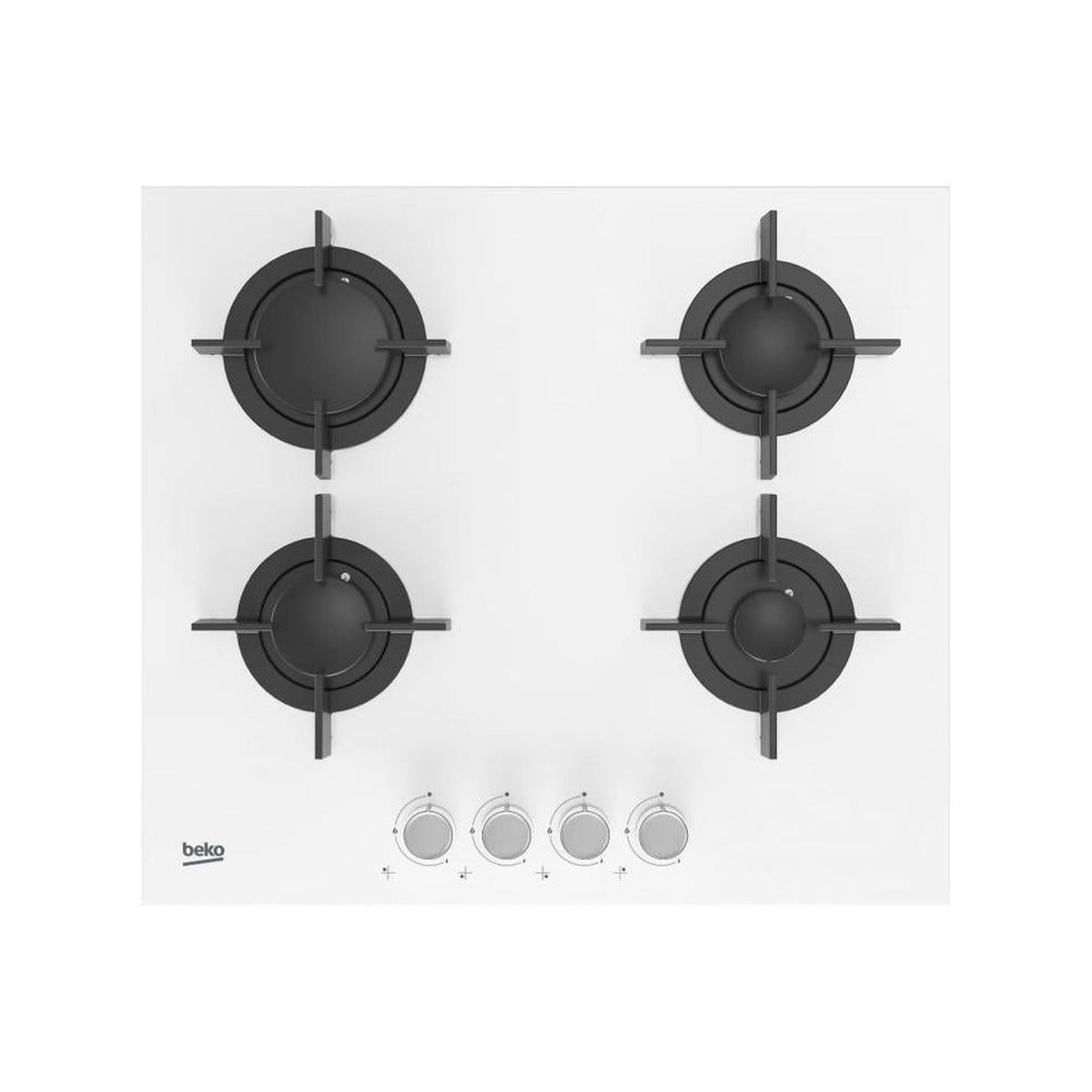 BEKO HILG 64222 SW PIANO COTTURA 60CM 4 FUOCHI A GAS GRIGLIE IN GHISA IN VETRO BIANCO - HILG64222SW