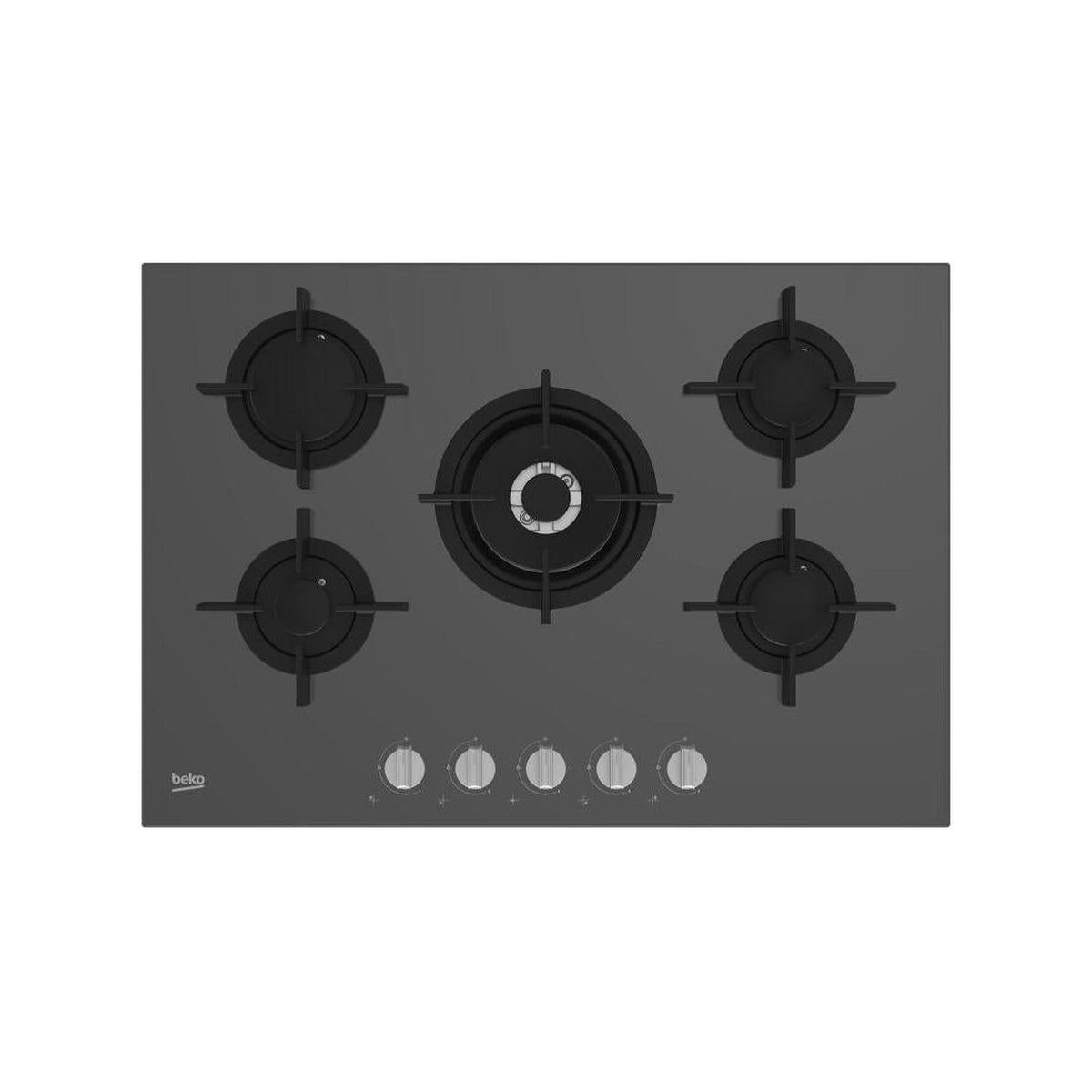BEKO HILW75222SZG PIANO COTTURA 75CM 5 FUOCHI A GAS IN VETRO GRIGIO PIETRA