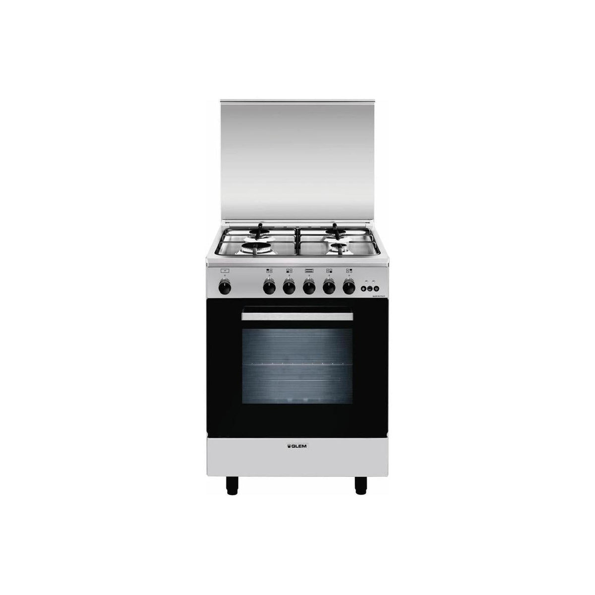 GLEM GAS A654VI CUCINA 60X50 4 FUOCHI FORNO A GAS VENTILATO CON GRILL ELETTRICO - INOX