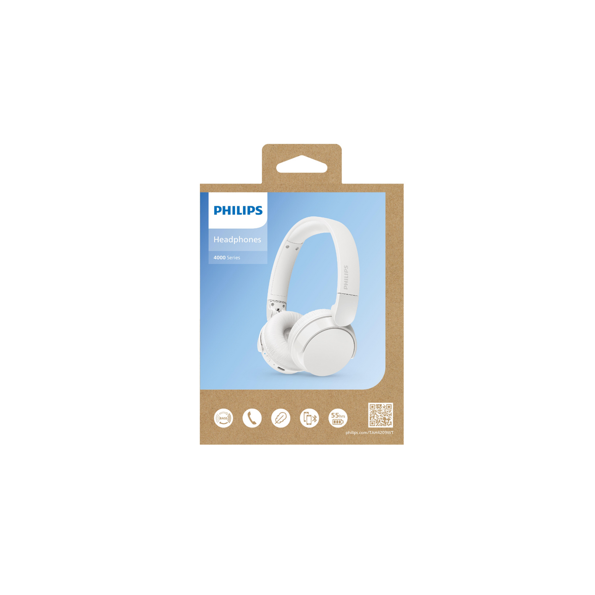 PHILIPS TAH4209WT/00 CUFFIE A PADIGLIONE CHIUSO 32MM CONNESSIONE BLUETOOTH BIANCO - PROMO