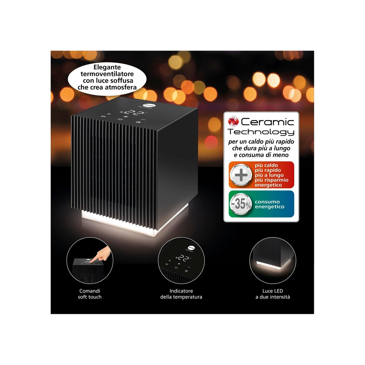 MACOM 931 TERMOVENTILATORE DA TAVOLO CON LUCE SOFFUSA