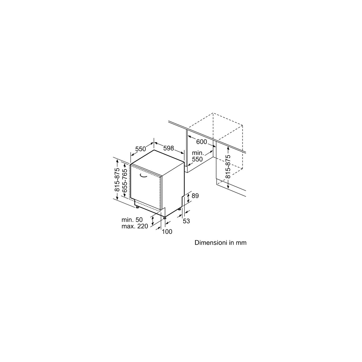 BOSCH SMH4ECX27E LAVASTOVIGLIE DA INCASSO A SCOMPARSA TOTALE 14 COPERTI WIFI CLASSE A
