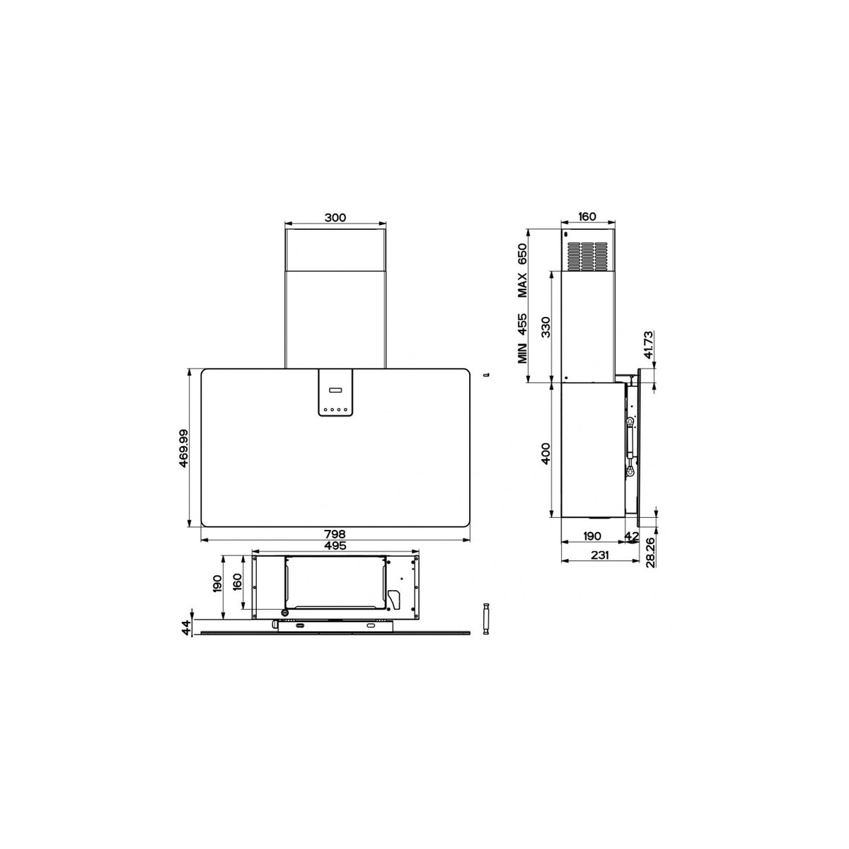 FABER 330.0597.524 CAPPA A PARETE 80CM CLASSE A - GRIGIO