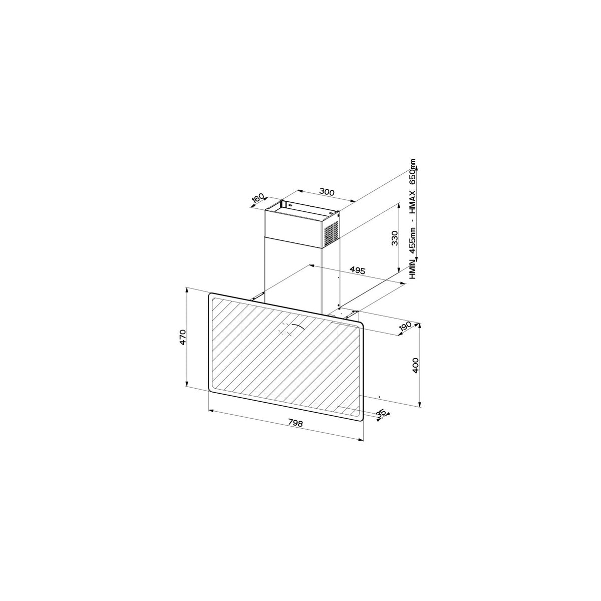 FABER 330.0615.738 CAPPA A PARETE 80CM CLASSE A - NERA