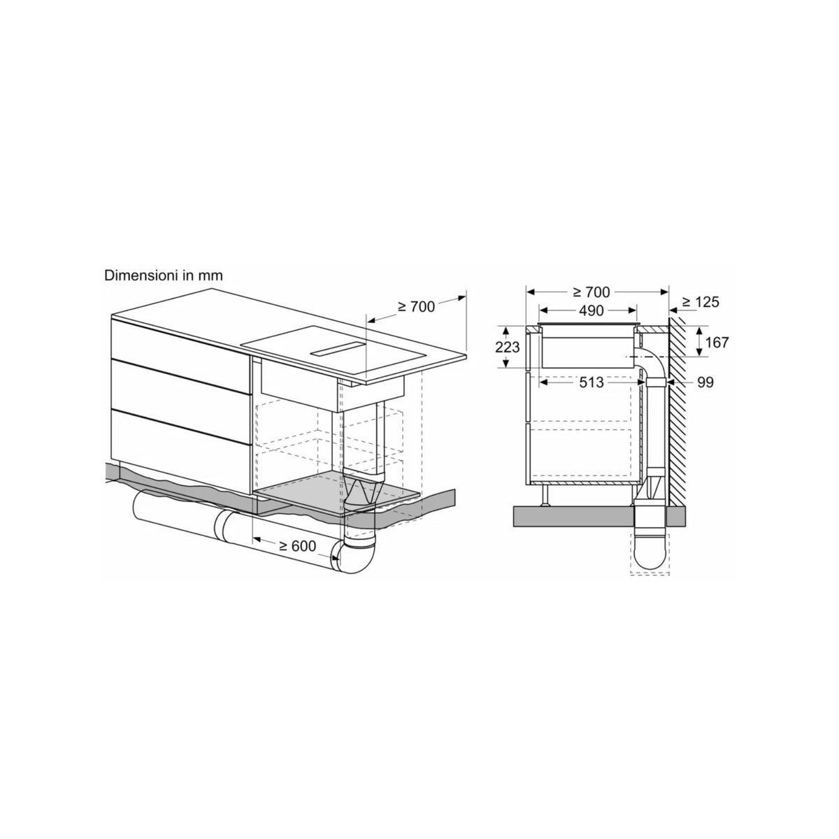 BOSCH PVS831B16E PIANO COTTURA A INDUZIONE 80CM CON CAPPA INTEGRATA 4 ZONE