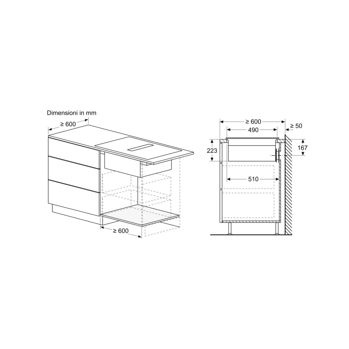 BOSCH PVS831B16E PIANO COTTURA A INDUZIONE 80CM CON CAPPA INTEGRATA 4 ZONE