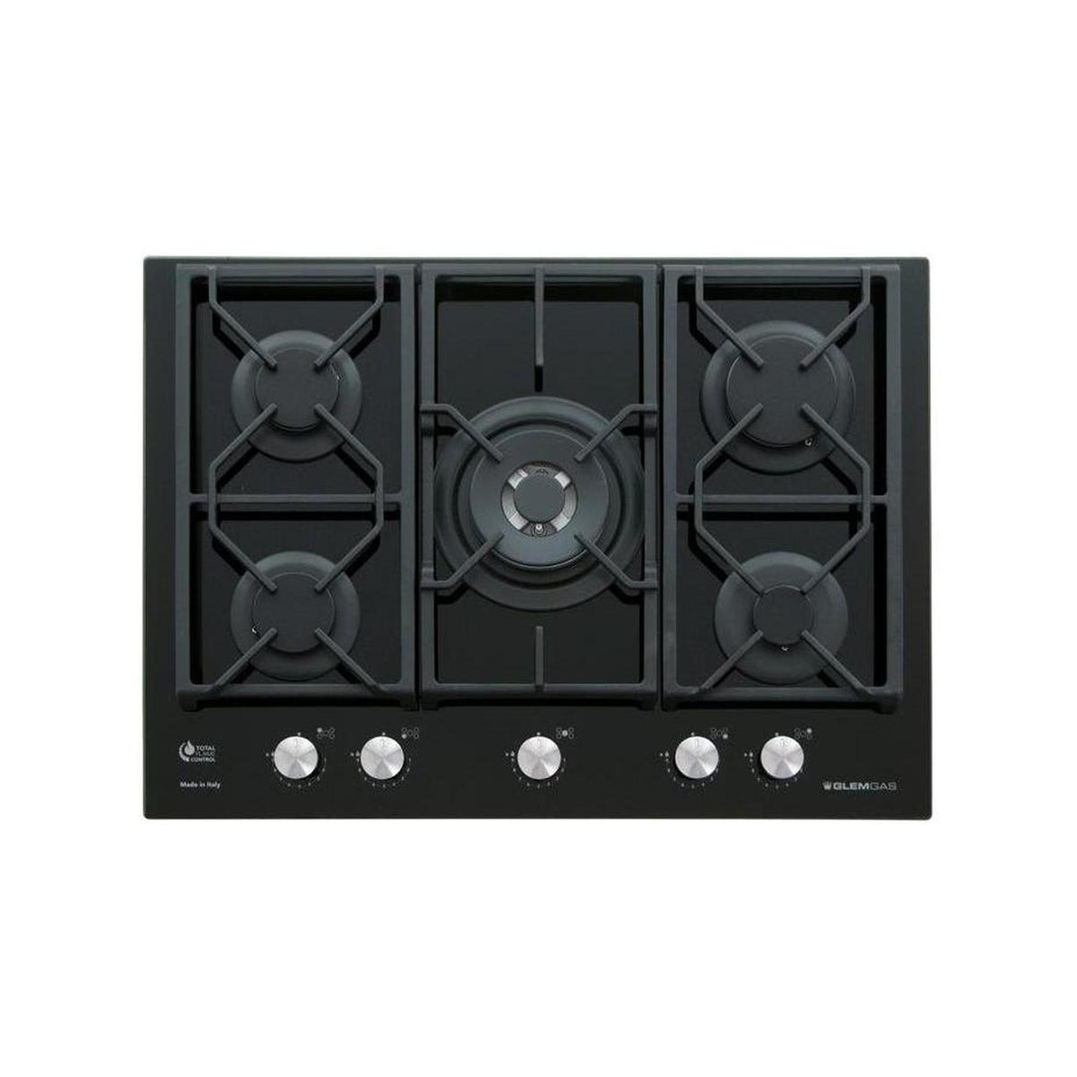 GLEM GAS GV755XBK PIANO COTTURA DA INCASSO 5 FUOCHI A GAS 70CM IN CRISTALLO NERO