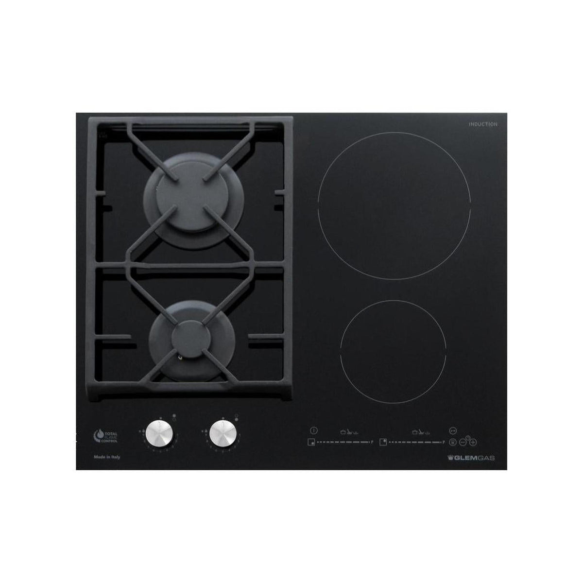 GLEM GAS GVI622XBK PIANO COTTURA DA INCASSO 60CM GAS+INDUZIONE IN VETROCERAMICA COLORE NERO
