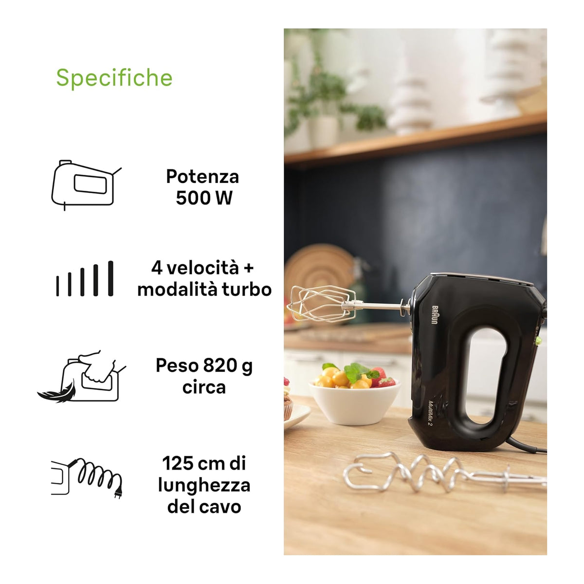 BRAUN HM2110BK SBATTITORE ELETTRICO 5 VELOCITA' - NERO
