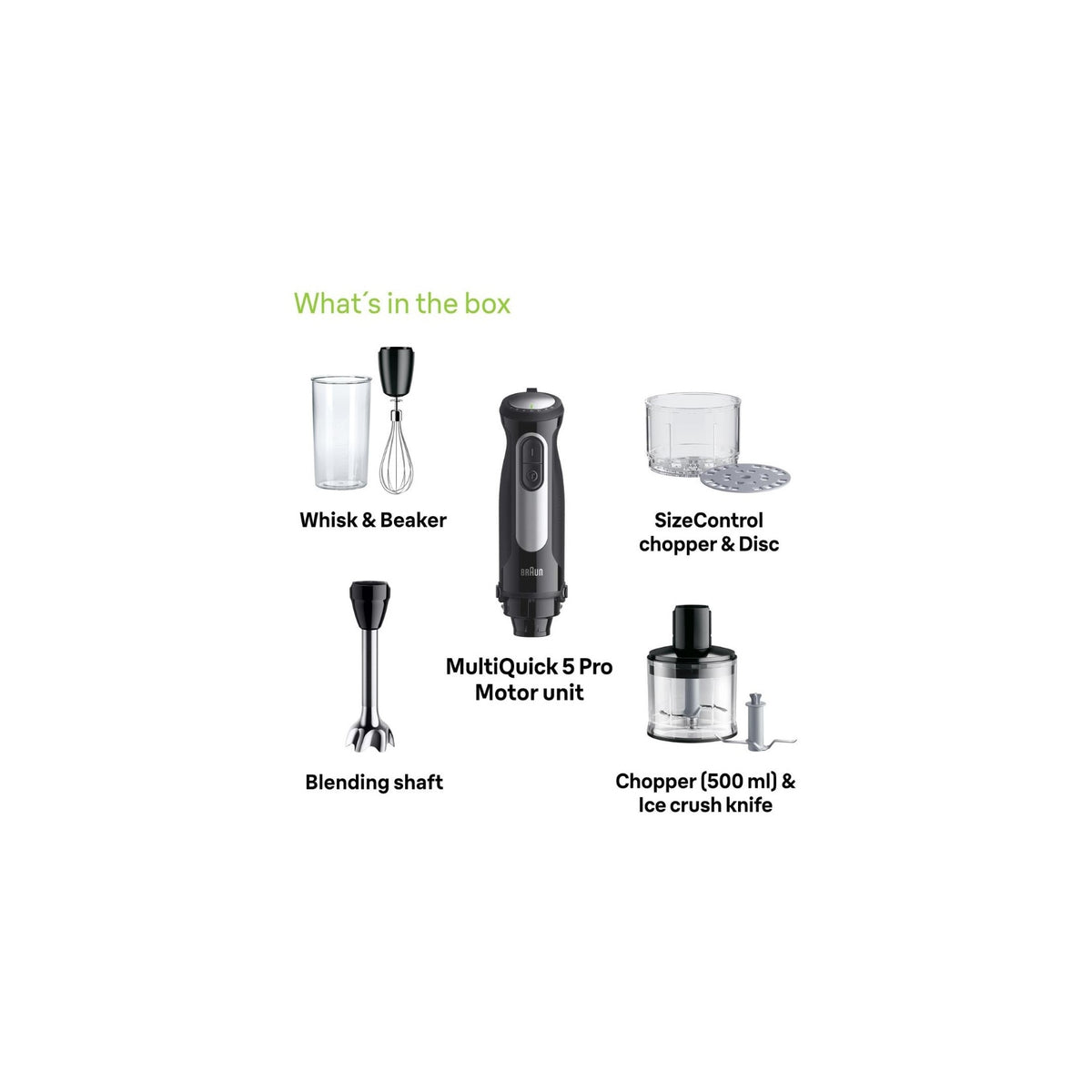 BRAUN MQ55.254M FRULLATORE A IMMERSIONE 1000W CON 3 ACCESSORI - MQ55254MBK