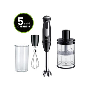 BRAUN MQ55.254M FRULLATORE A IMMERSIONE 1000W CON 3 ACCESSORI - MQ55254MBK